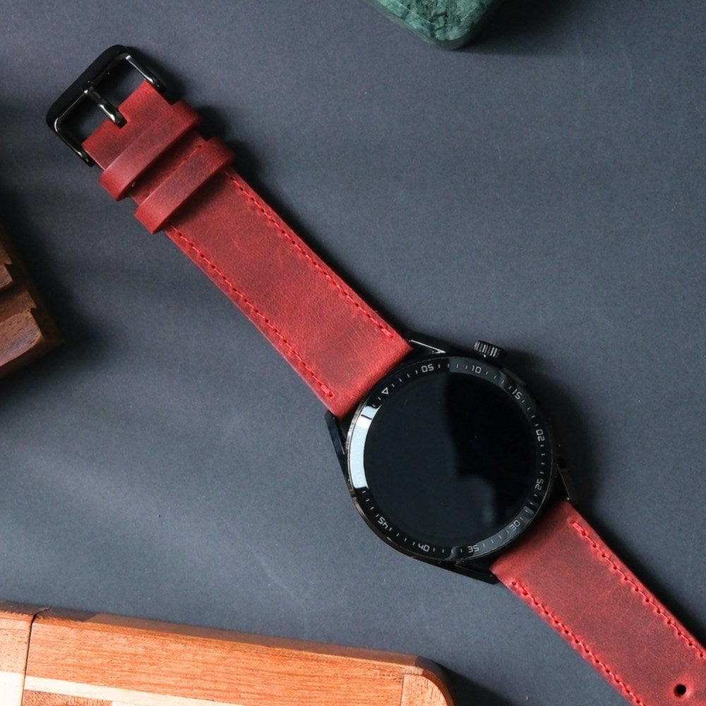 Samsung Watch  Deri Kordon Kırmızı - İsnos