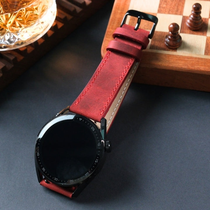Samsung Watch  Deri Kordon Kırmızı - İsnos