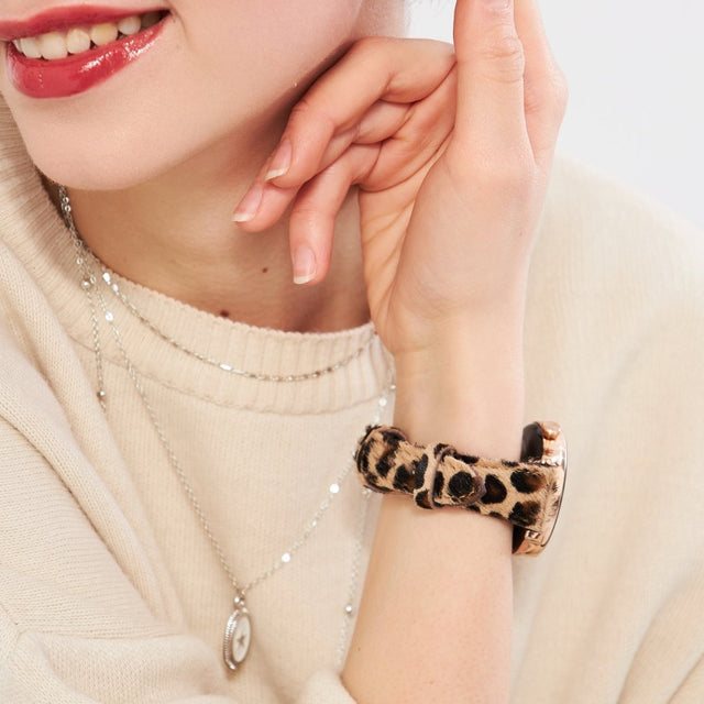 Huawei Watch Kadın Deri Kordon Kahve Leopar - Vadiva - vagave