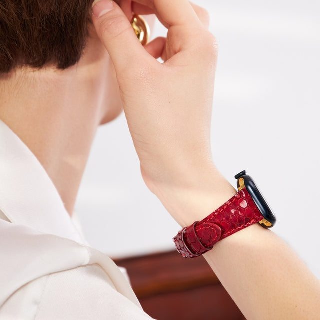 Apple Watch Kadın Deri Kordon Kırmızı - Crop - vagave