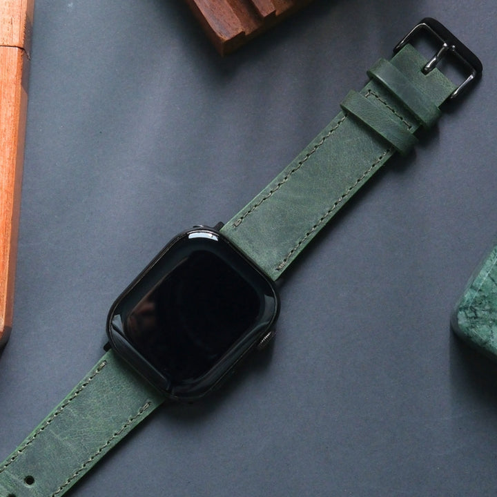 Apple Watch Deri Kordon Yeşil - İsnos