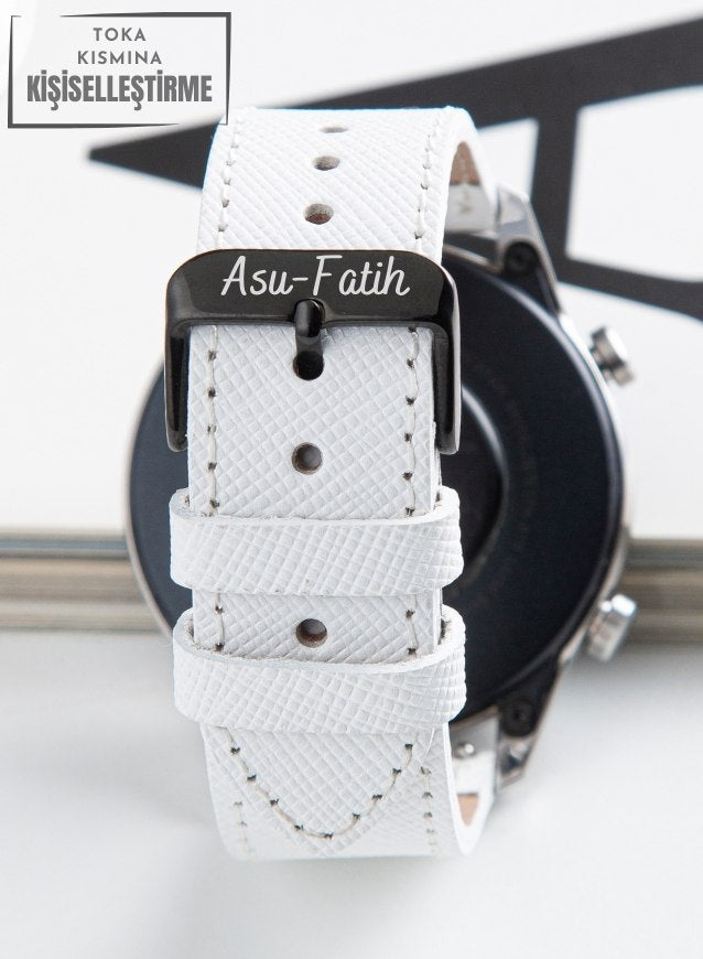 Huawei Watch Deri Kordon Beyaz - Saffiano