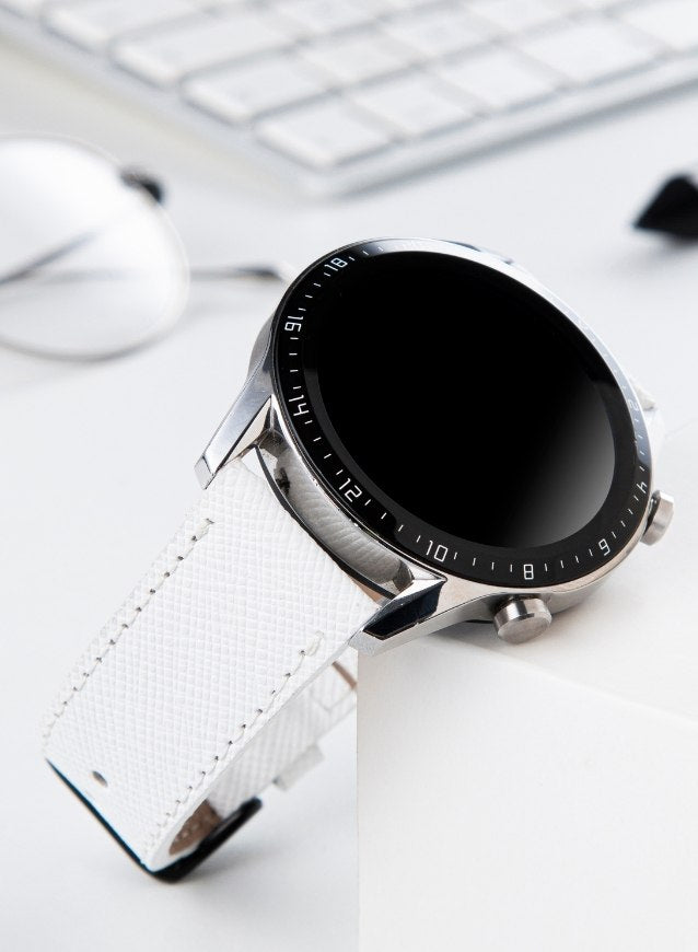 Huawei Watch Deri Kordon Beyaz - Saffiano