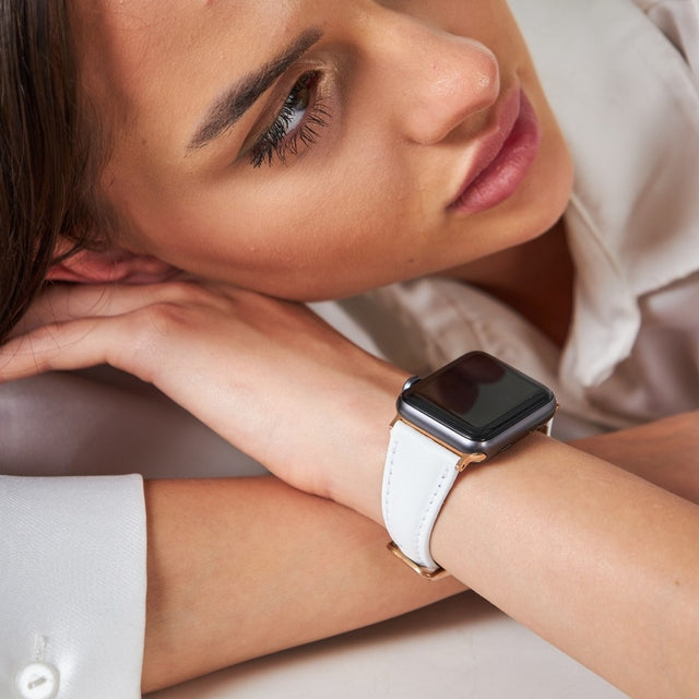 Apple Watch Kadın Deri Kordon Beyaz - Kamhis - vagave