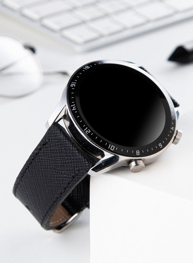 Klasik Saat Deri Kordon Saat Kayışı Siyah - Saffiano