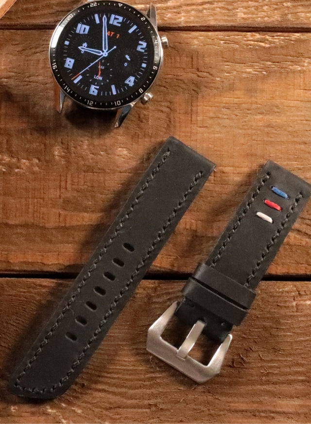 Huawei Watch Deri Kordon Siyah - Oval Üçip