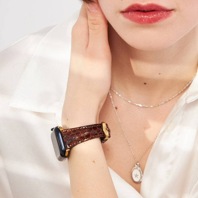 Apple Watch Kadın Deri Kordon Kahve - Crop - vagave