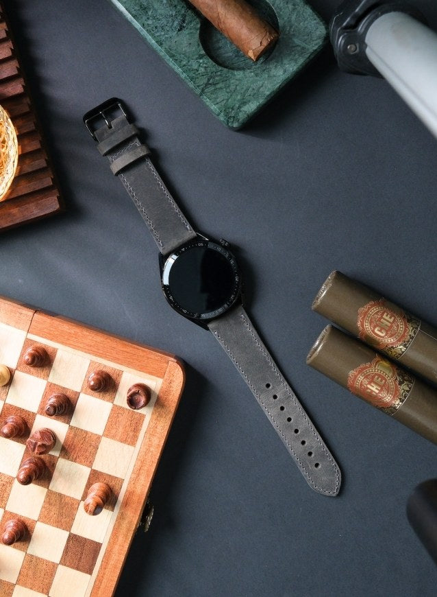 Samsung Watch Deri Kordon Gri - İsnos