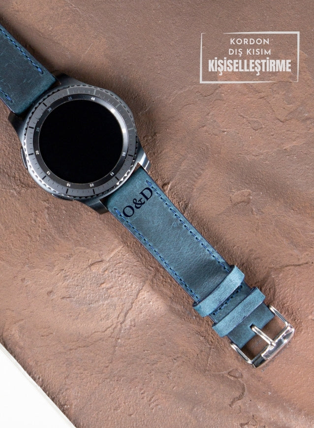 Samsung Watch Deri Kordon Mavi - Crazy