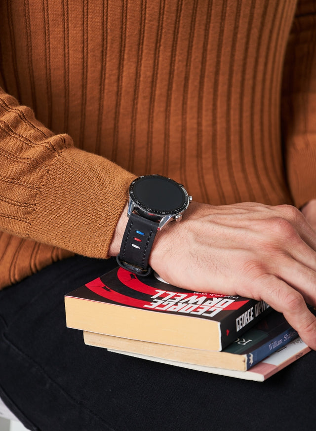 Huawei Watch Deri Kordon Siyah - Oval Üçip