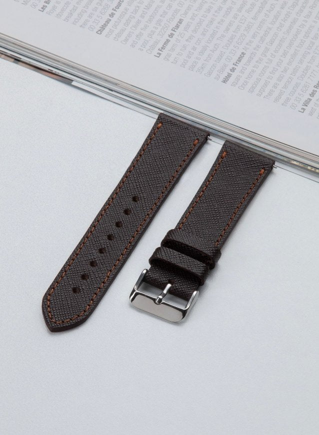 Klasik Saat Deri Kordon Saat Kayışı Siyah - Saffiano