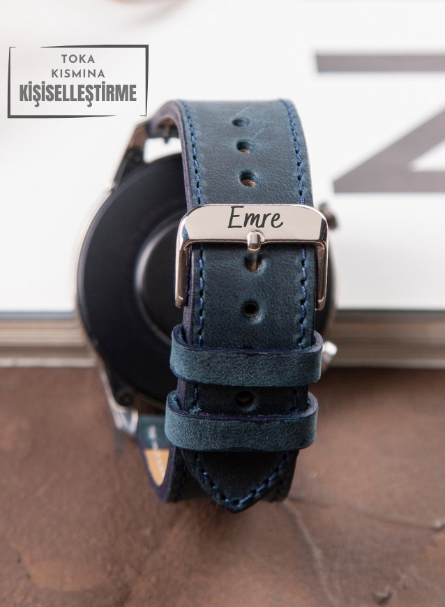 Samsung Watch Deri Kordon Mavi - Crazy