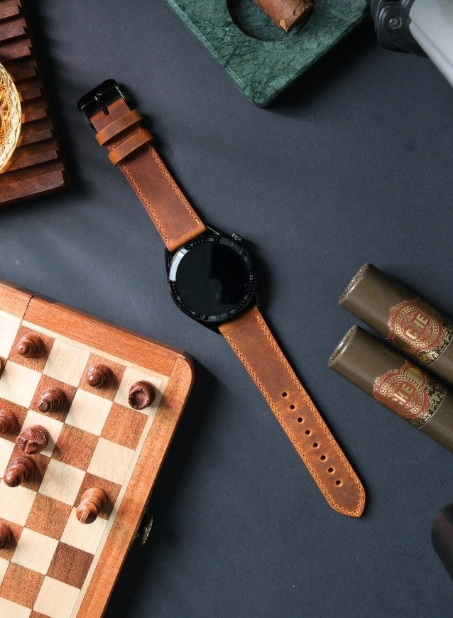 Samsung Watch Deri Kordon Camel - İsnos