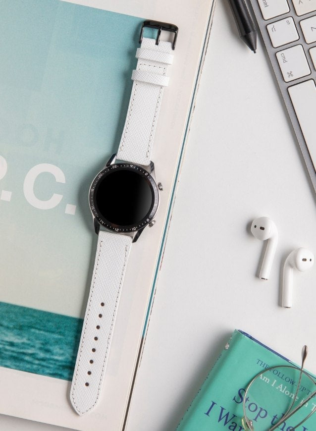 Huawei Watch Deri Kordon Beyaz - Saffiano