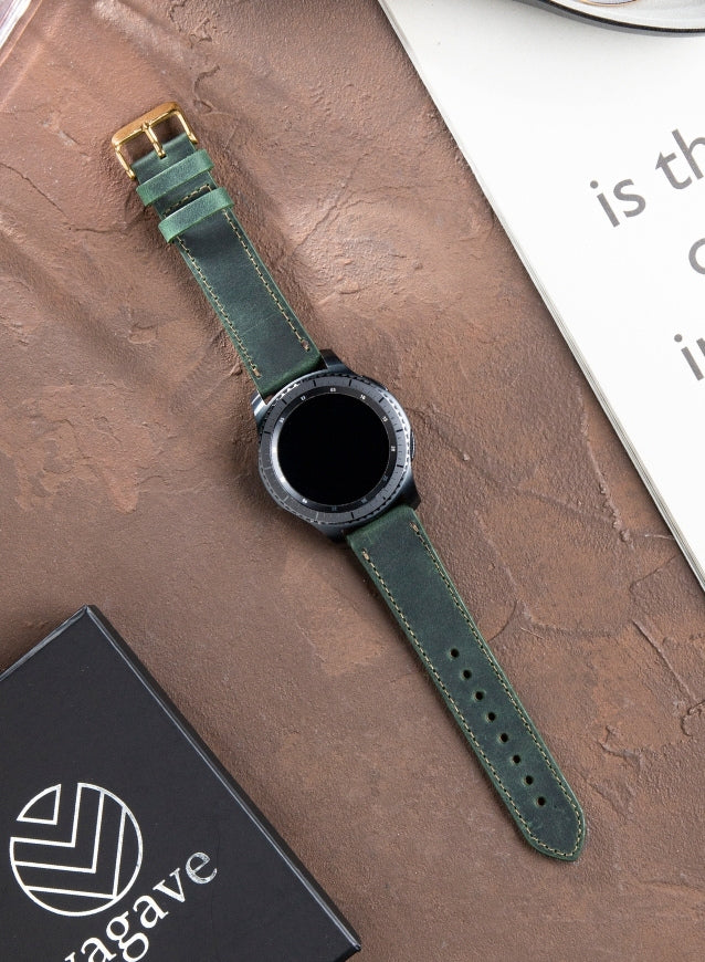 Samsung Watch Deri Kordon Yeşil - Crazy