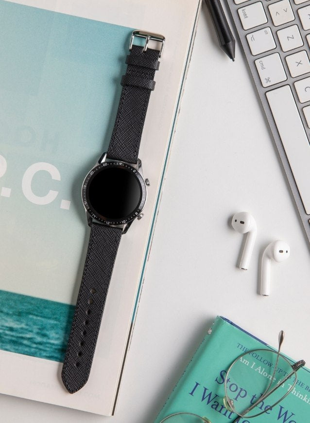 Klasik Saat Deri Kordon Saat Kayışı Siyah - Saffiano