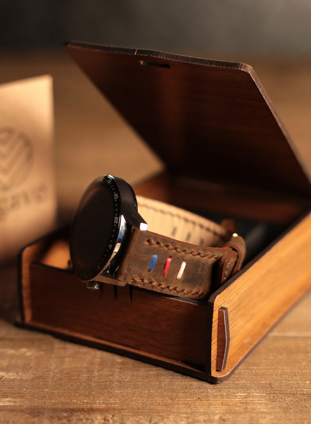 Samsung Watch Deri Kordon Kahve - Oval Üçip