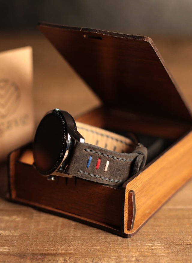 Huawei Watch Deri Kordon Gri - Oval Üçip