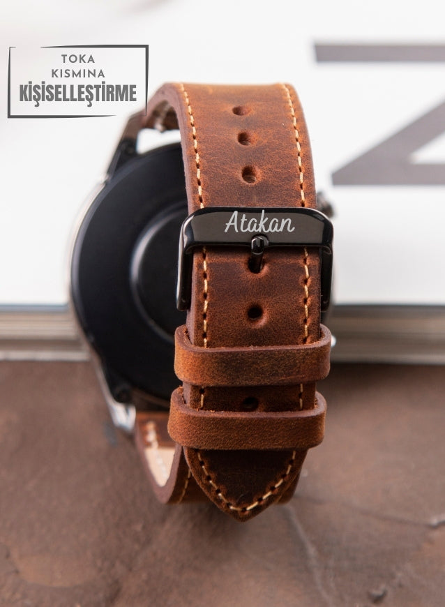 Samsung Watch Deri Kordon Taba - Crazy