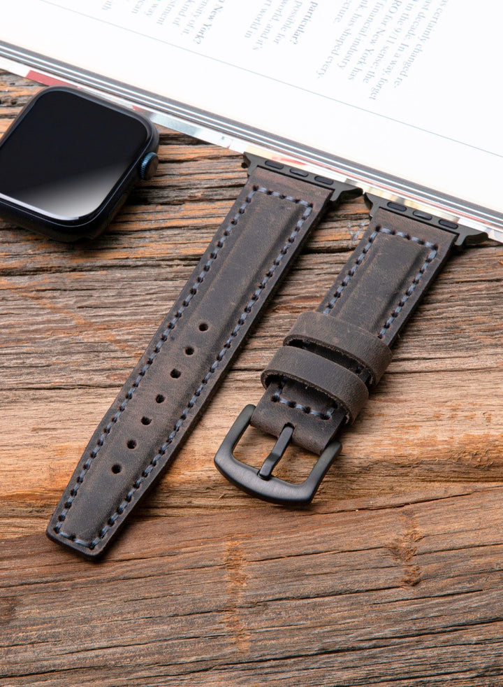 Apple Watch Deri Kordon Gri - SamCrazy