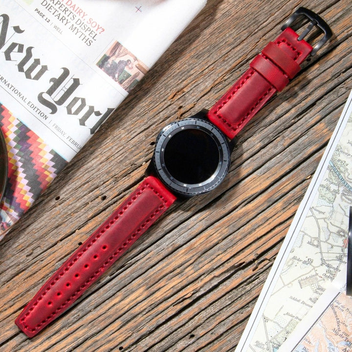 Samsung Watch  Deri Kordon Kırmızı - SamCrazy