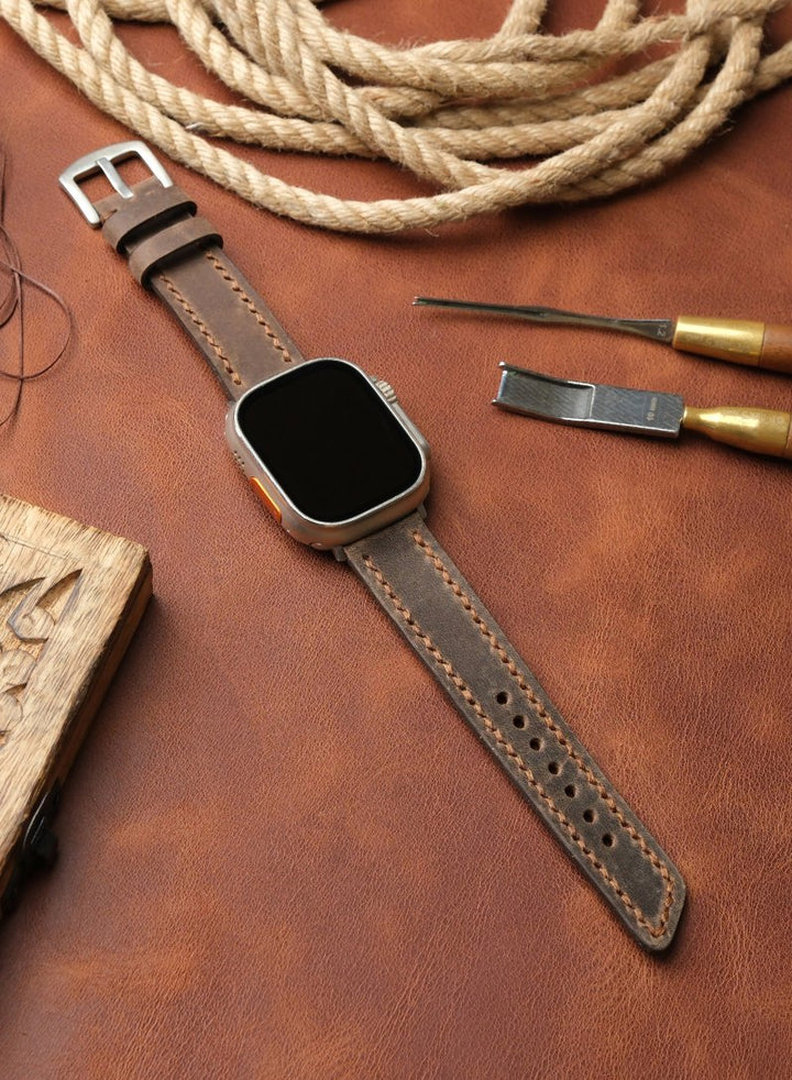 Apple Watch Deri Kordon Kahve - Berdik