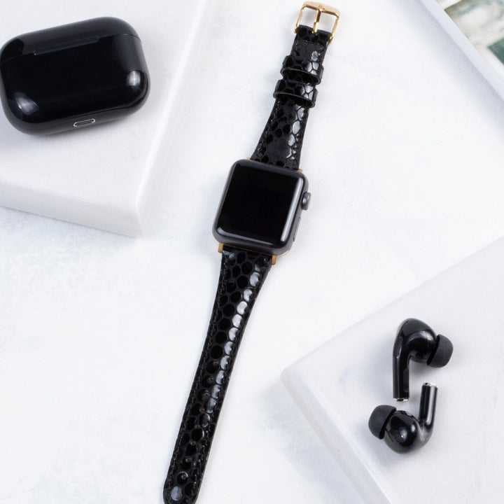 Apple Watch Kadın  Deri Kordon Siyah - Crop