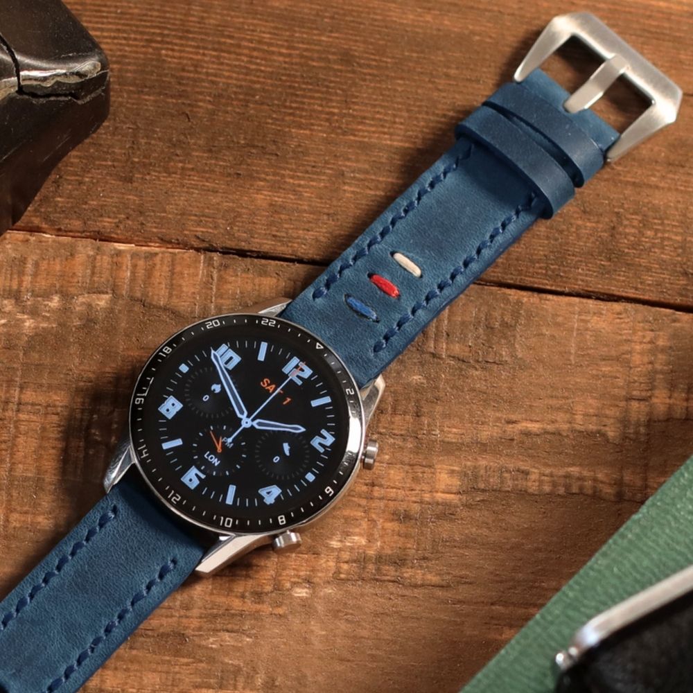 Samsung Watch Deri Kordon Mavi - Oval Üçip