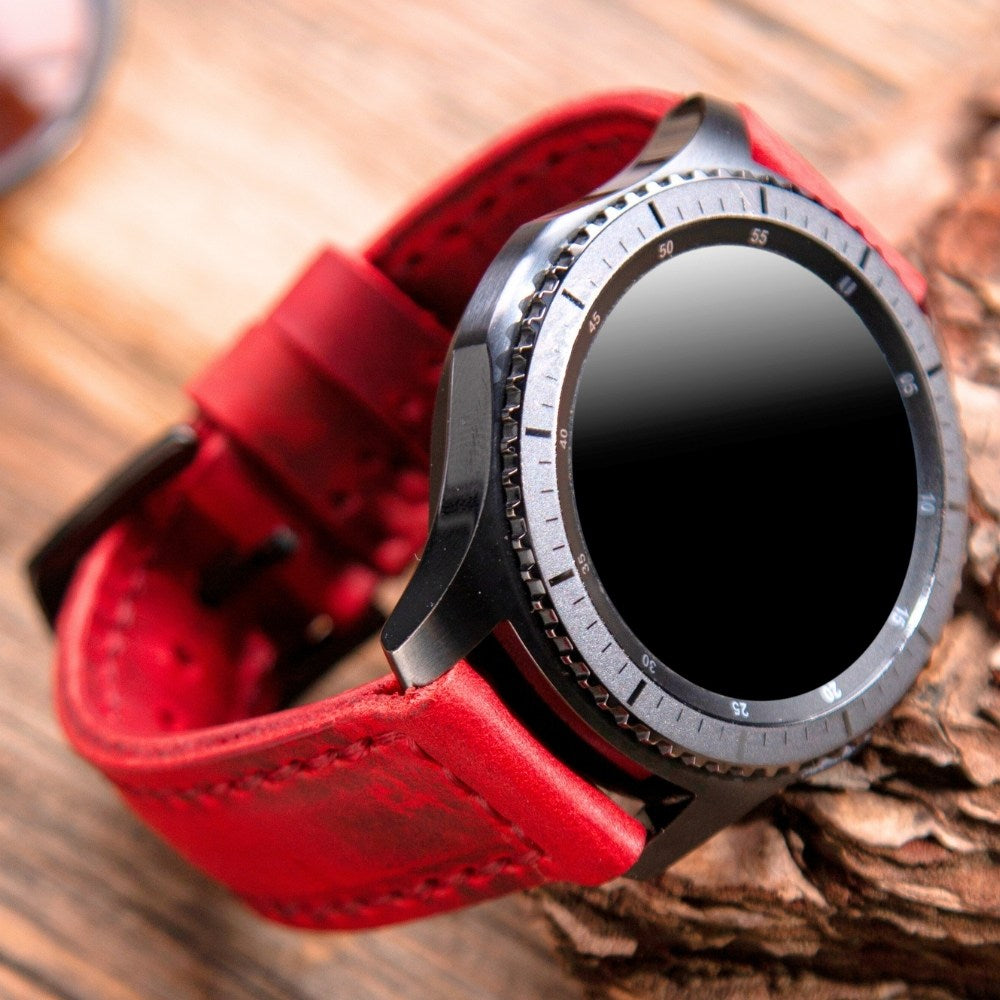 Samsung Watch  Deri Kordon Kırmızı - SamCrazy