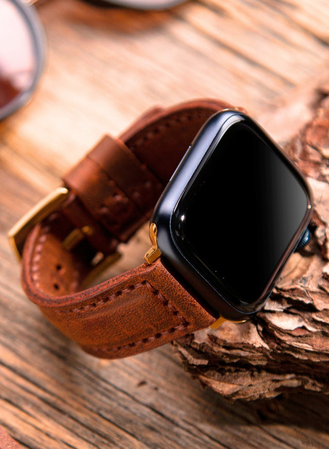 Apple Watch Deri Kordon Kahve - SamCrazy