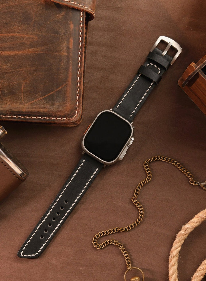 Apple Watch Deri Kordon Siyah - Pueblo