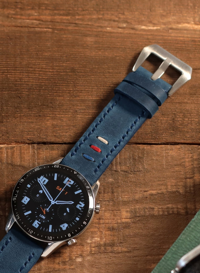 Huawei Watch Deri Kordon Mavi - Oval Üçip