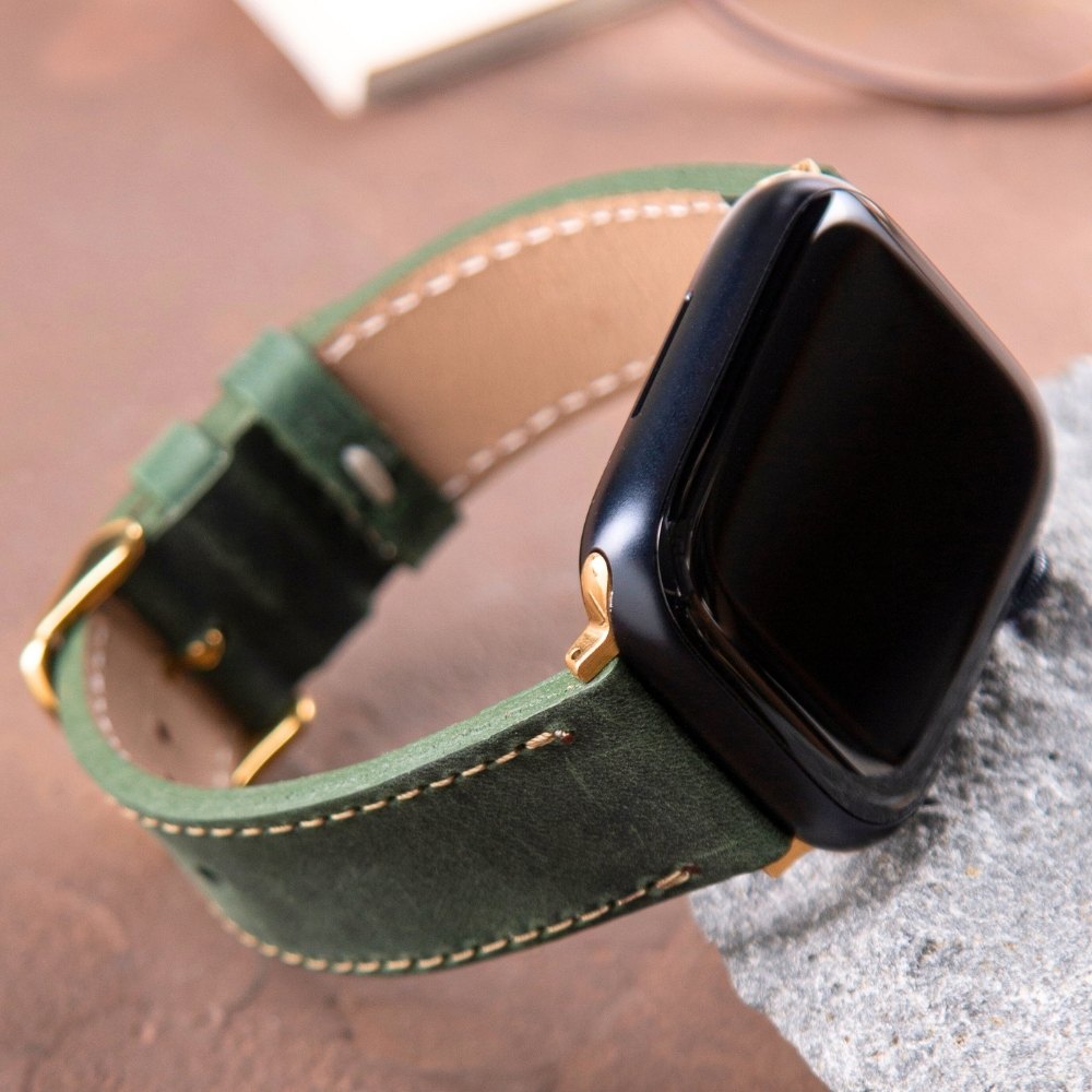 Apple Watch Deri Kordon Yeşil - Crazy