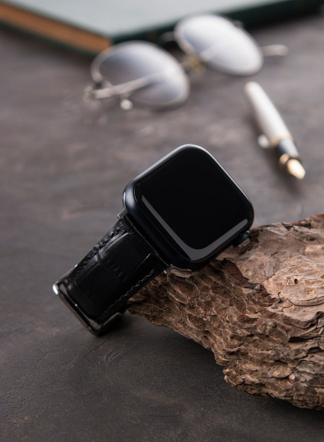 Apple Watch Deri Kordon Siyah - Croco