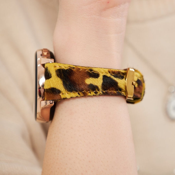 Samsung Watch Kadın Deri Kordon Sarı Leopar - Vadiva