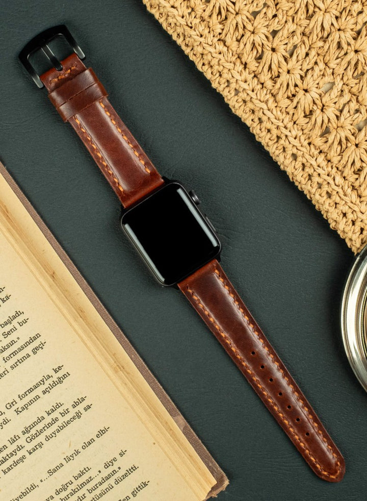 Apple Watch Deri Kordon Kahve - Zuvart