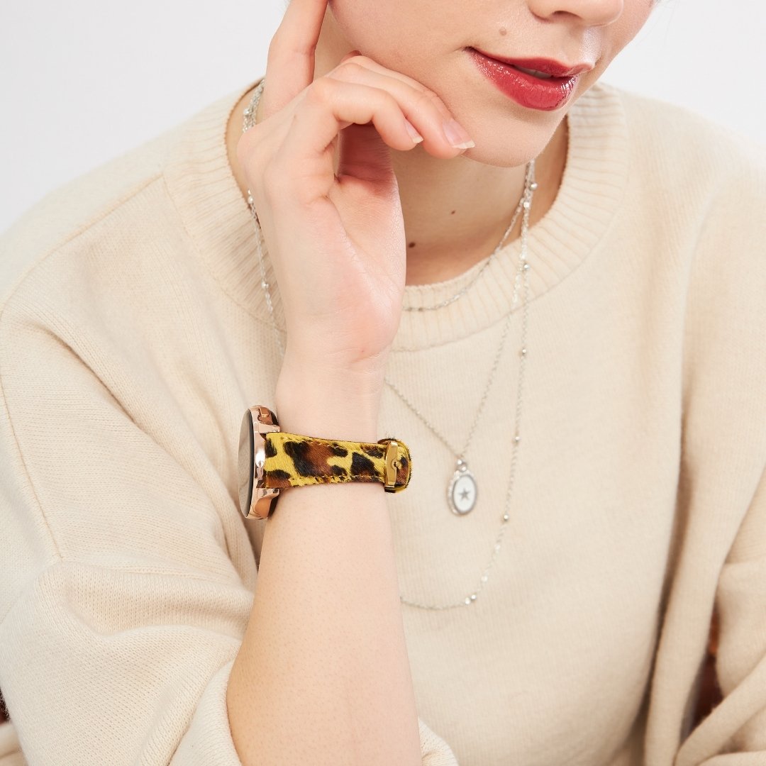 Samsung Watch Kadın Deri Kordon Sarı Leopar - Vadiva