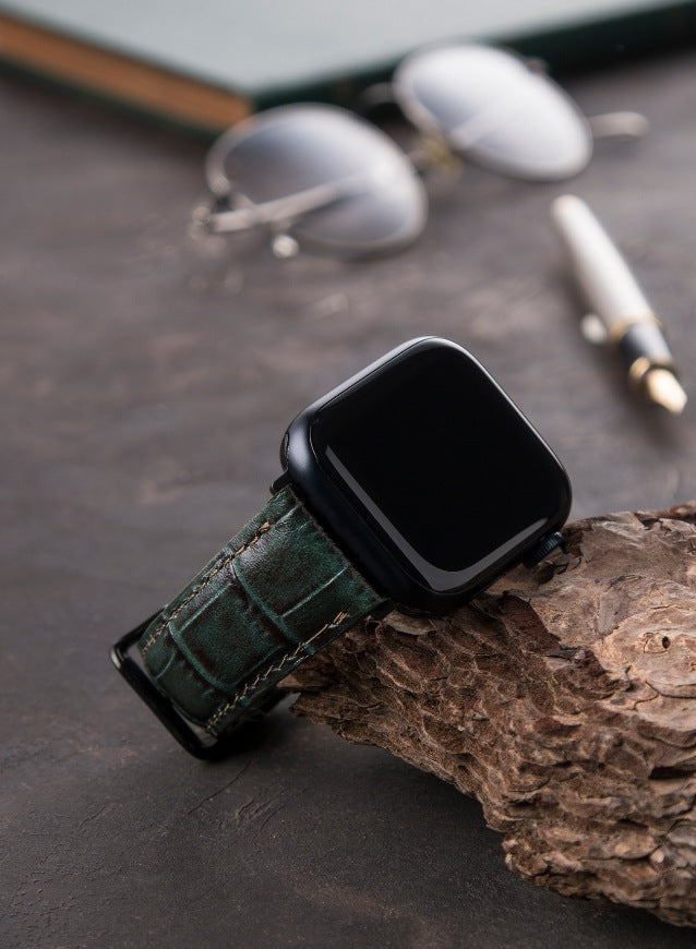 Apple Watch Deri Kordon Yeşil - Croco