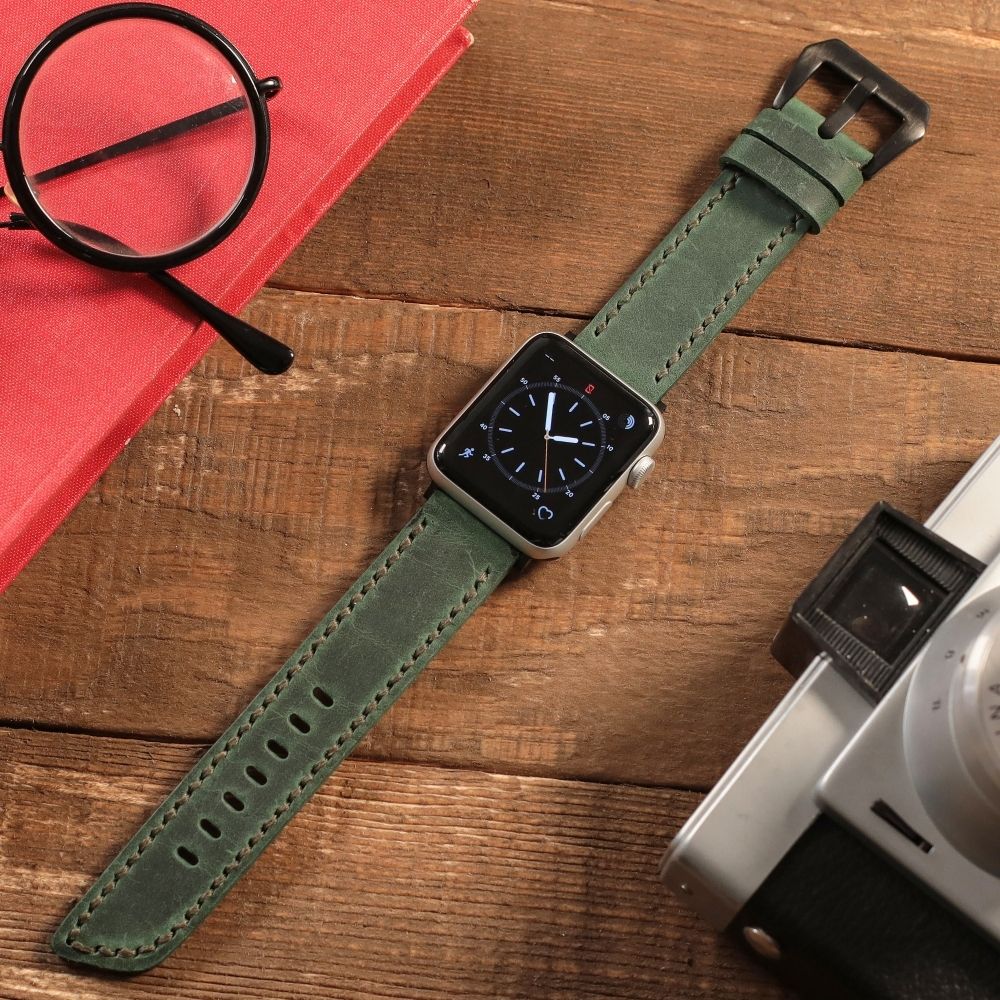 Apple Watch Deri Kordon Yeşil - Berdik