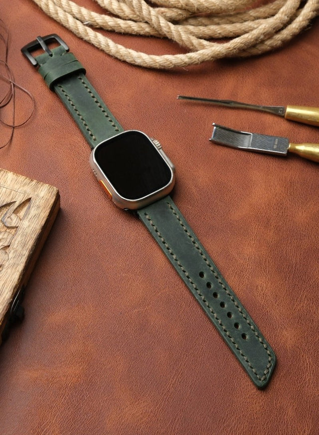 Apple Watch Deri Kordon Yeşil - Berdik