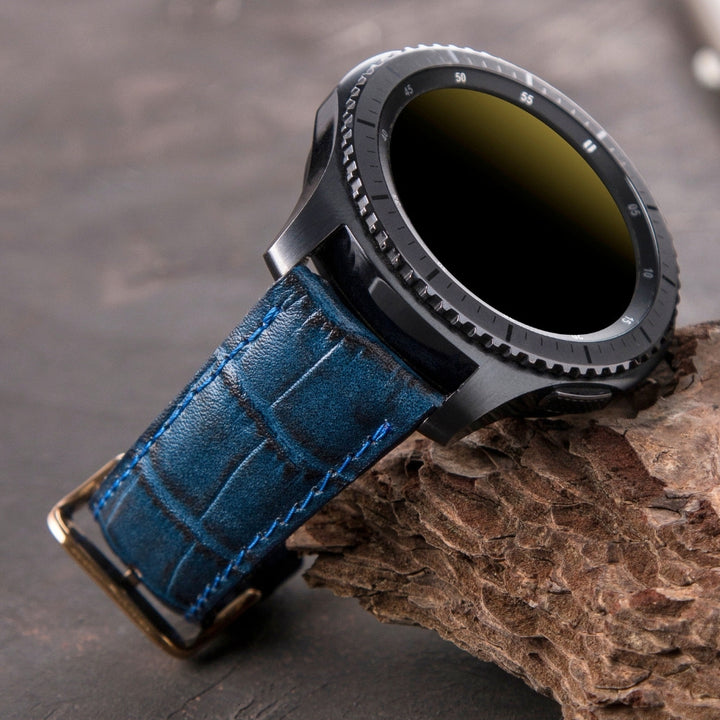 Samsung Watch  Deri Kordon Mavi - Croco