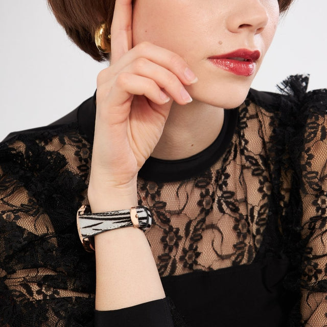 Huawei Watch Kadın Deri Kordon Beyaz Zebra - Vadiva - vagave