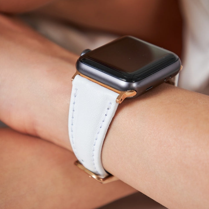 Apple Watch Kadın Deri Kordon Beyaz - Kamhis