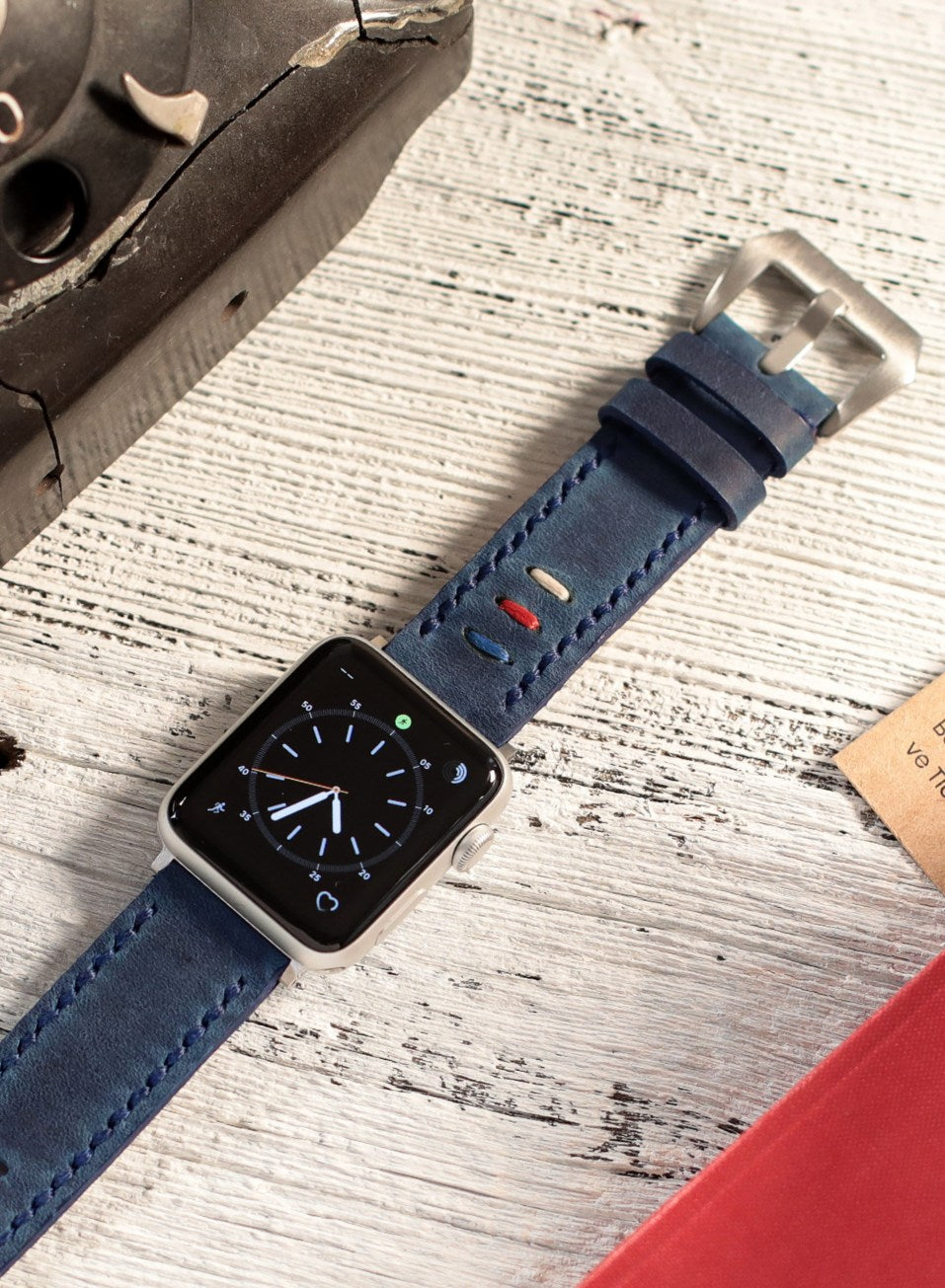 Apple Watch Deri Kordon Mavi - Üç İp