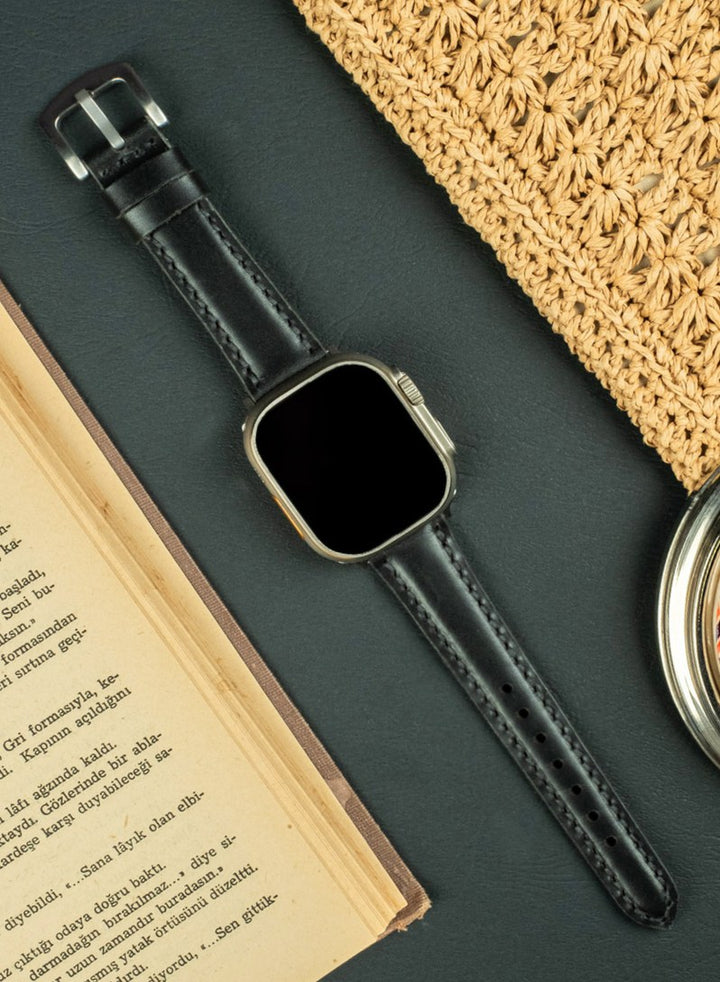 Apple Watch Deri Kordon Siyah - Zuvart