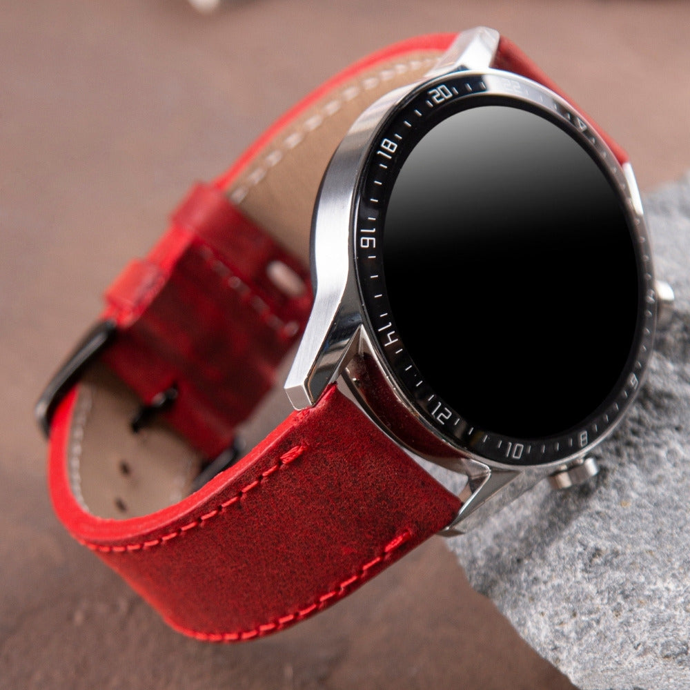 Samsung Watch  Deri Kordon Kırmızı - Crazy