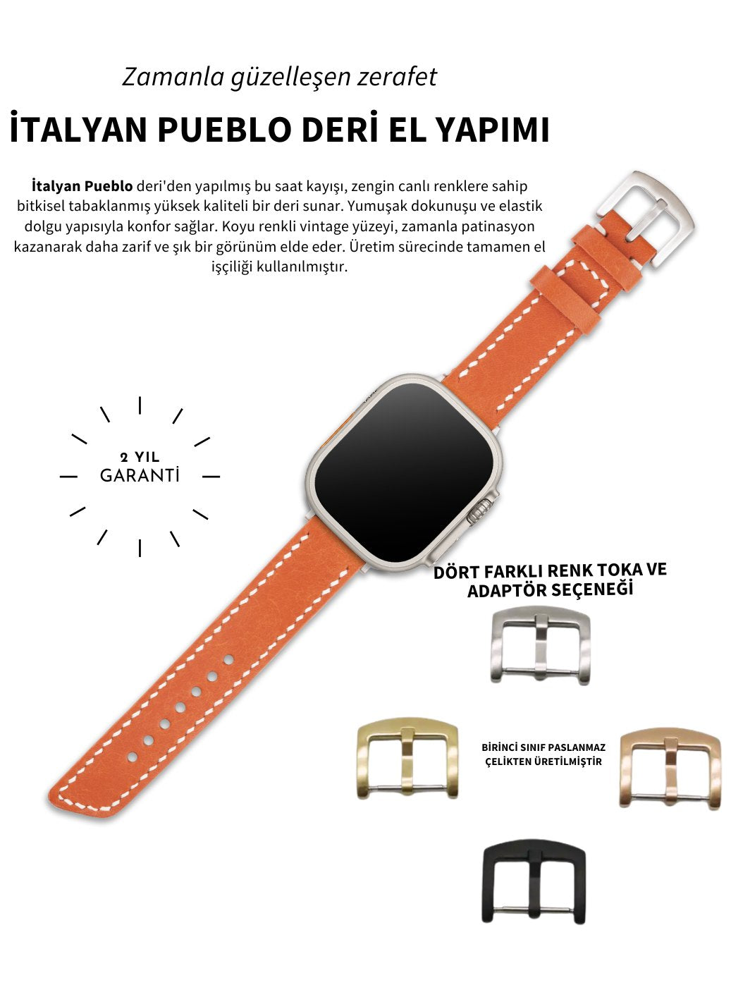 Apple Watch Deri Kordon Turuncu - Pueblo