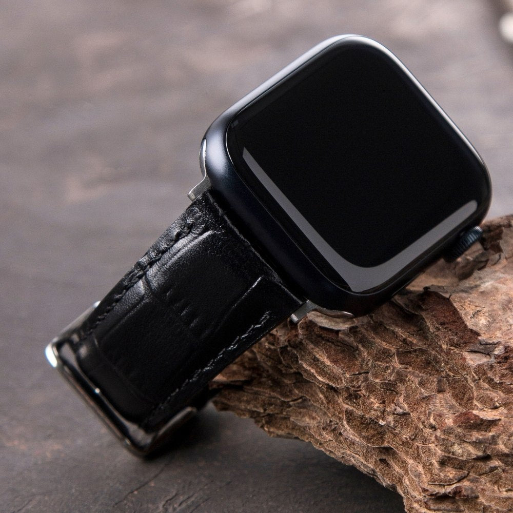 Apple Watch Deri Kordon Siyah - Croco