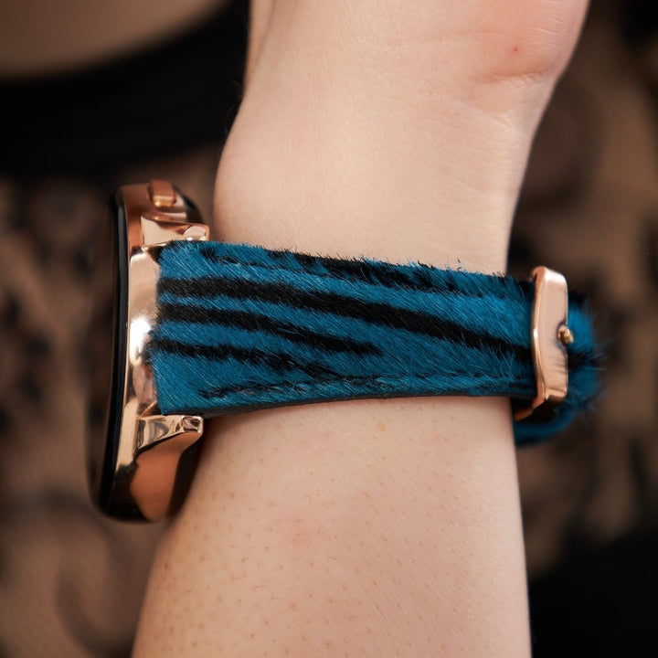 Samsung Watch Kadın Deri Kordon Mavi Zebra - Vadiva