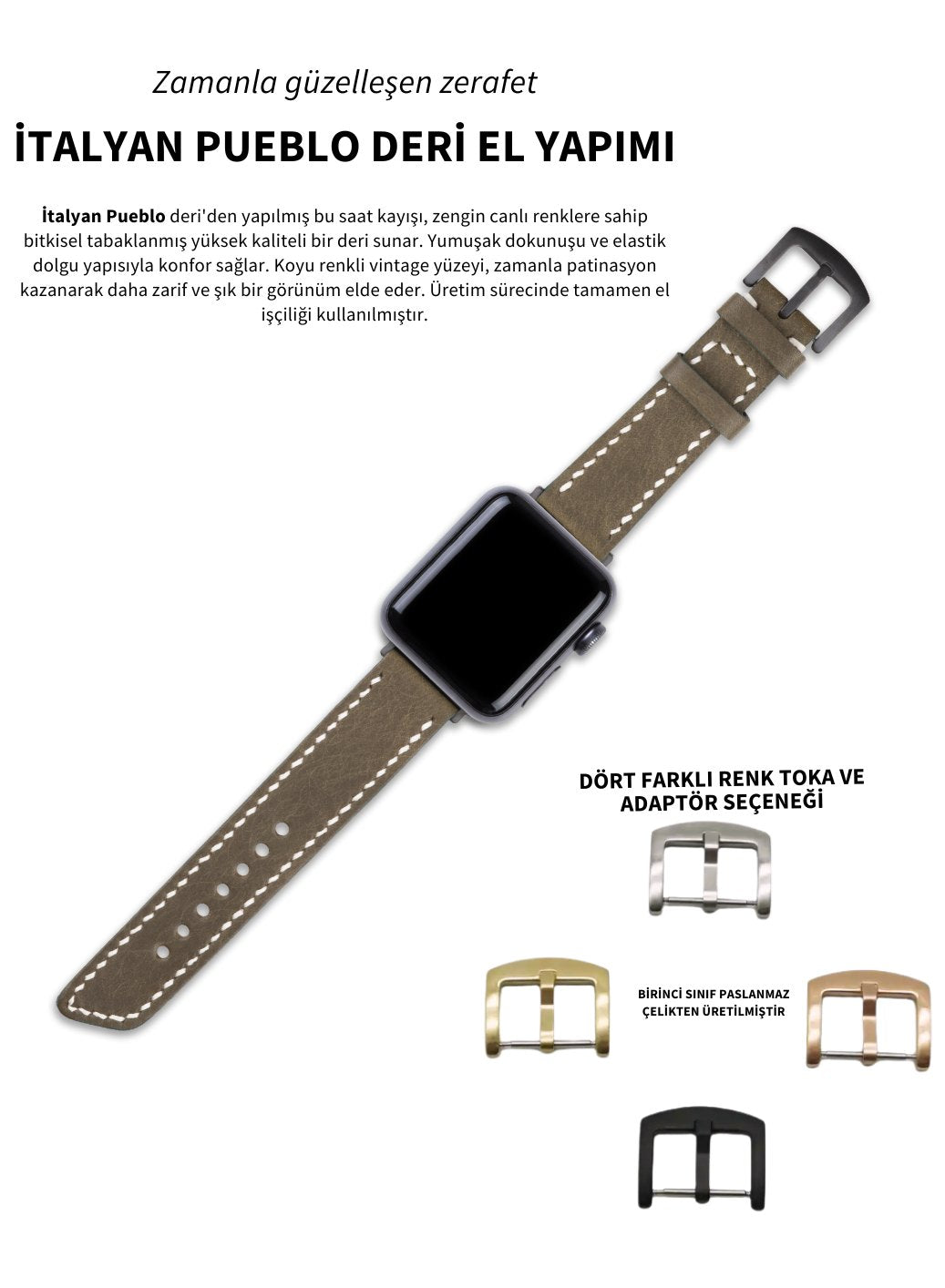 Apple Watch Deri Kordon Yeşil - Pueblo